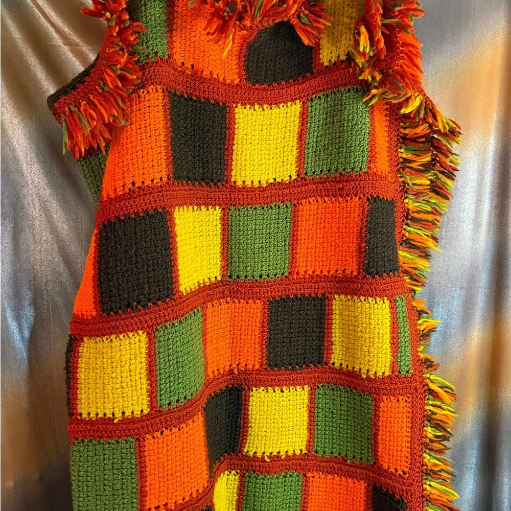 Colorful Crochet‎ 70’s Patchwork Blanket bag b47